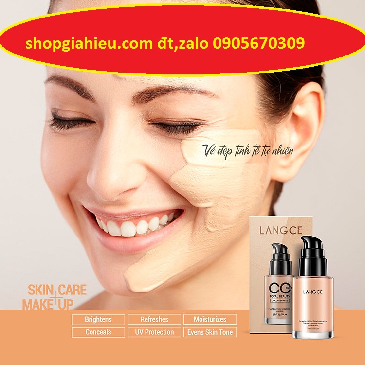 kem trang điểm cc collagen langce total beauty 30ml