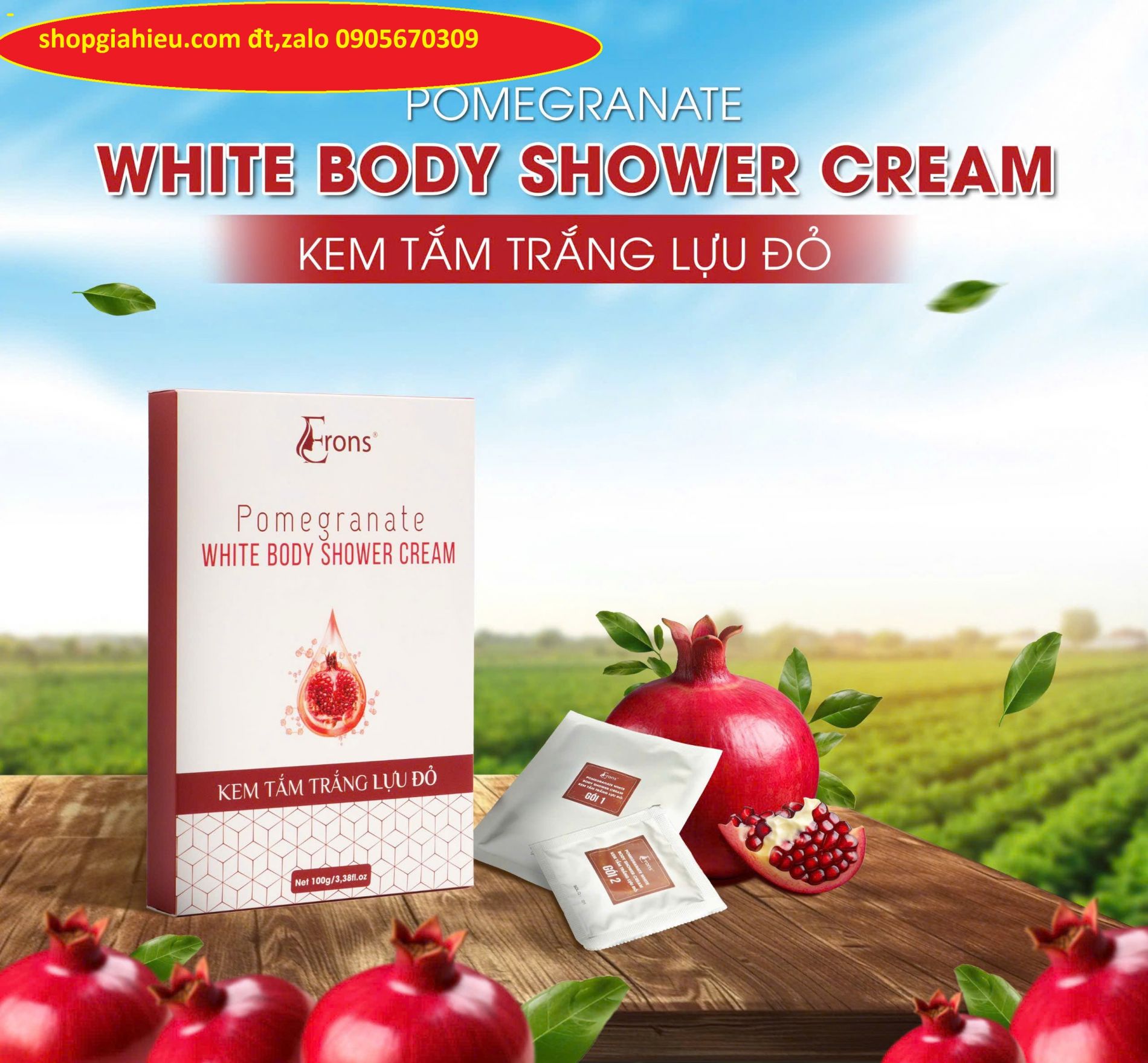 Eron kem tắm trắng lựu đỏ 100g CÔNG TY THIÊN PHÚ TÀI Eron kem tắm trắng lựu đỏ 100g CÔNG TY THIÊN PHÚ TÀI