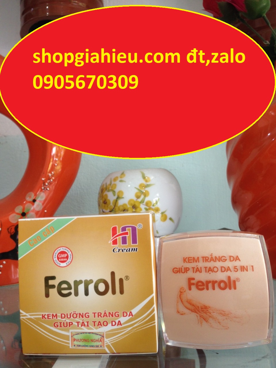 ferroli kem trắng da giúp tái tạo da 5 in 1 (15g)  mỹ phẩm hải ngọc (mỹ phẩm phương nghĩa)