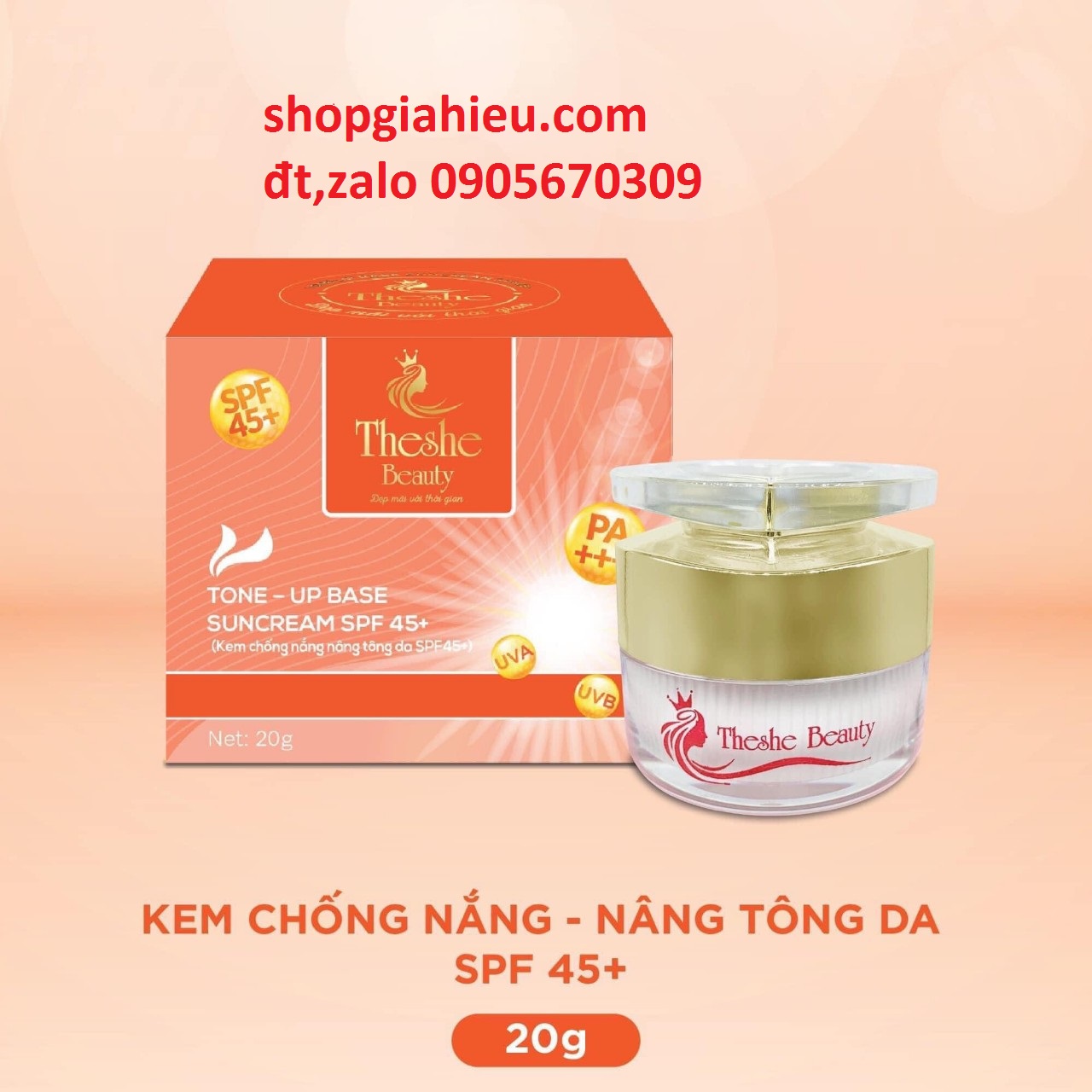 Kem theshe beauty kem chống nắng nâng tone da SPF 45 (20g ) công ty mỹ phẩm hải dương Kem theshe beauty kem chống nắng nâng tone da SPF 45 (20g ) công ty mỹ phẩm hải dương